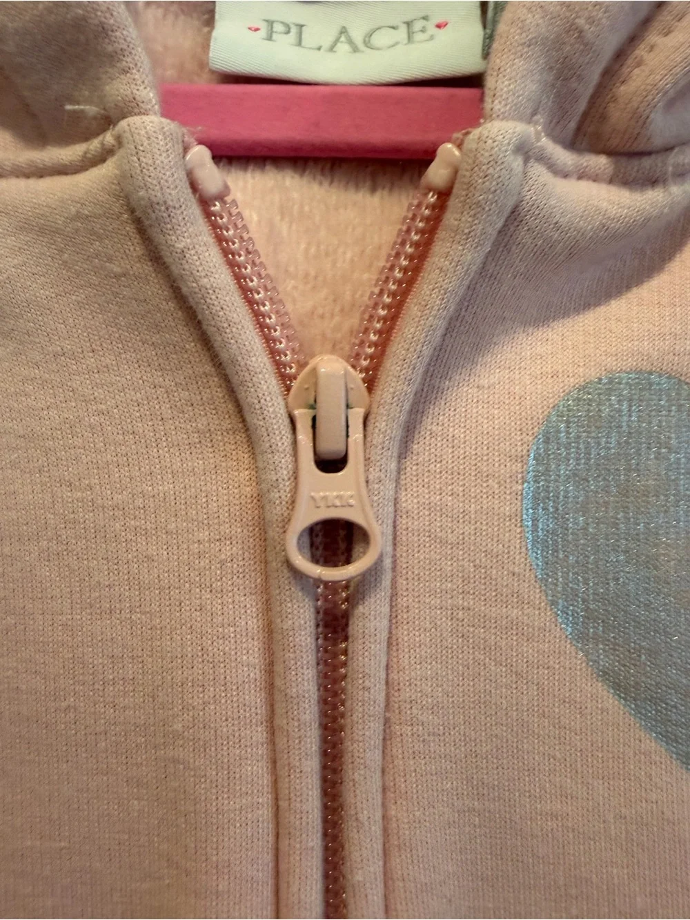 The Children’s Place Pink Zip Hoodie with Glitter Heart